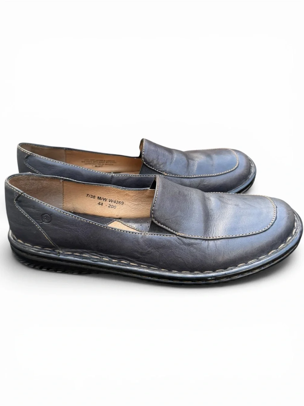 Born Navy Blue Leather Slip On Loafers Comfort Walking Shoes Women’s 7